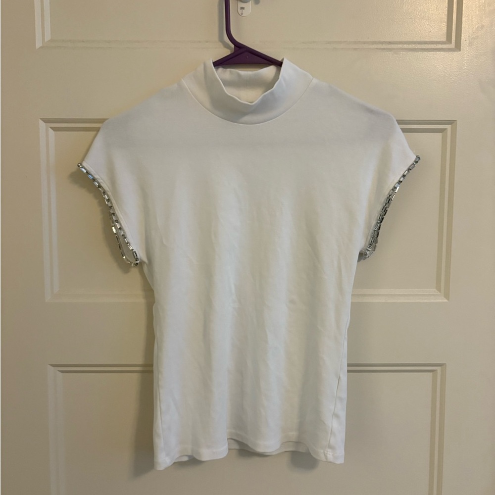 Zara Jewel Cotton Top White